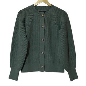 SOLD!! DO NOT BUY!! Banana Republic Green Ribbed Knit Cardigan Balloon Sleeve M